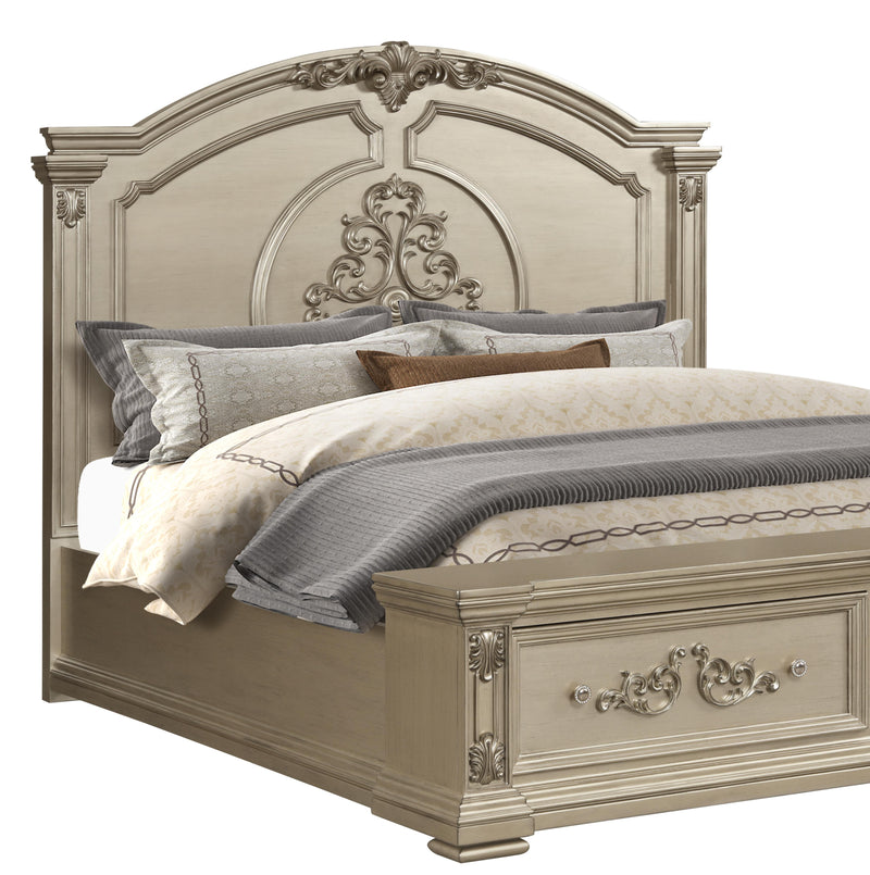 Alicia Transitional Style Queen Bed in Beige finish Wood - My Sweet Home Furniture (Queens, NY)