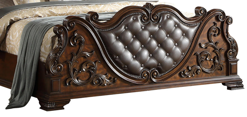 Santa Monica Traditional Style Queen Bed in Cherry finish Wood - My Sweet Home Furniture (Queens, NY)
