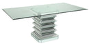 Ava Modern Style Dining Table in Silver and Glass