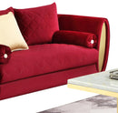 Ruby Modern Style Red Loveseat with Gold Finish - My Sweet Home Furniture (Queens, NY)