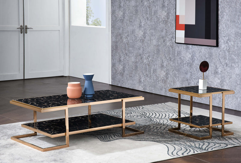 Tahira Modern Style Marble Coffee Table with Metal Base - My Sweet Home Furniture (Queens, NY)