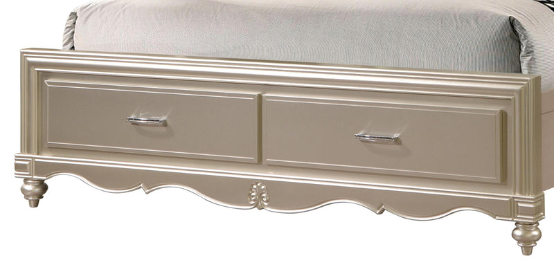 Faisal Transitional Style Queen Bed in Champagne finish Wood - My Sweet Home Furniture (Queens, NY)
