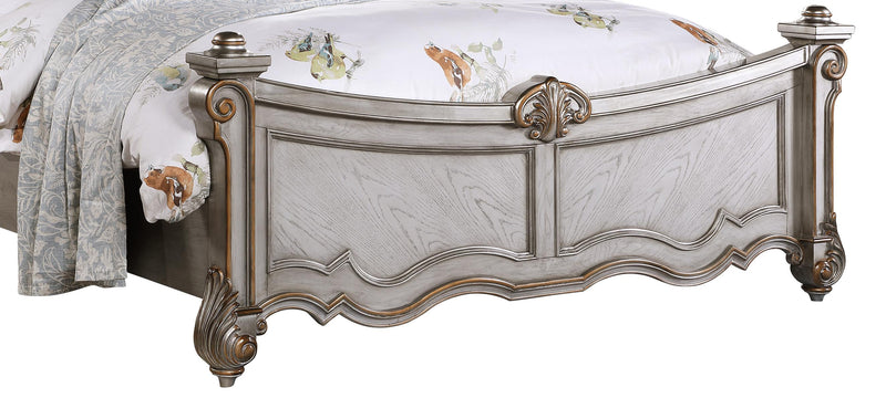 Melrose Transitional Style Queen Bed in Silver finish Wood