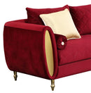 Ruby Modern Style Red Loveseat with Gold Finish - My Sweet Home Furniture (Queens, NY)