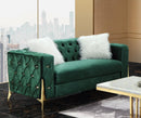 Emerald Modern Style Green Loveseat in Gold finish - My Sweet Home Furniture (Queens, NY)