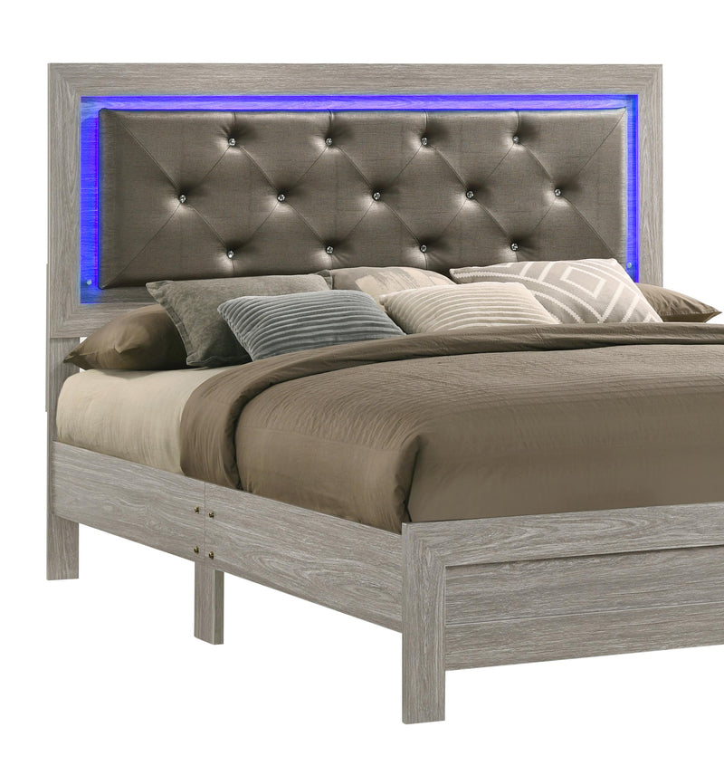 Yasmine White Modern Style Queen Bed in Gray finish Wood - My Sweet Home Furniture (Queens, NY)