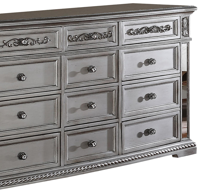 Pamela Transitional Style Dresser in Silver finish Wood