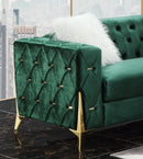 Emerald Modern Style Green Loveseat in Gold finish - My Sweet Home Furniture (Queens, NY)