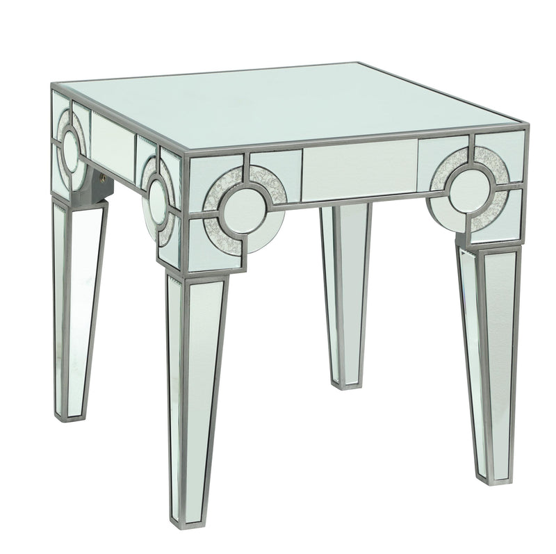 Zoe Modern Style Glass End Table with Silver fiinish image