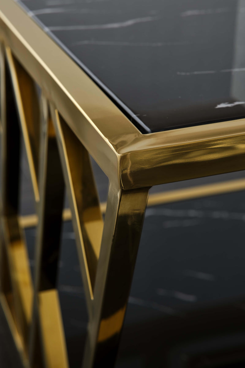 Leah Modern Style Marble Coffee Table with Metal Base - My Sweet Home Furniture (Queens, NY)