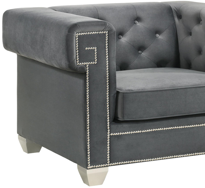 Clover Modern Style Gray Chair with Steel Legs