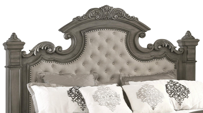 Silvy Transitional Style King Bed in Gray finish Wood