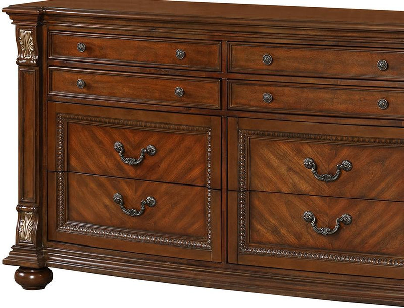 Viviana Traditional Style Dresser in Caramel finish Wood