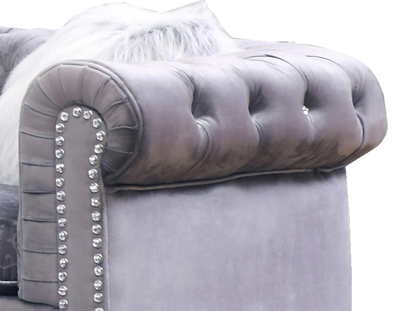 Sahara Modern Style Gray Loveseat with Acrylic legs