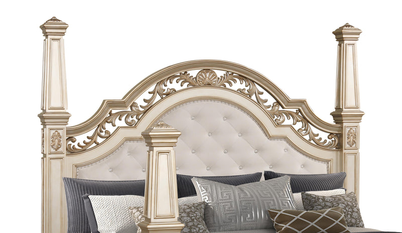 Valentina Traditional Style Queen Bed in Gold finish Wood