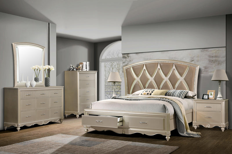 Faisal Transitional Style Nightstand in Champagne finish Wood - My Sweet Home Furniture (Queens, NY)