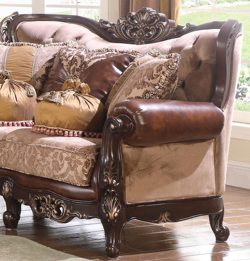 Phoenix Transitional Style Loveseat in Cherry finish Wood