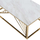 Samira Modern Style Marble Coffee Table with Metal Base