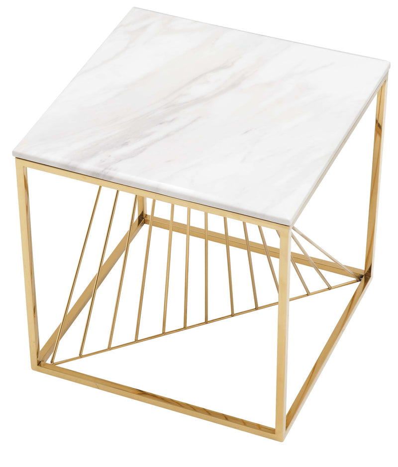 Halina Modern Style Marble End Table with Metal Base