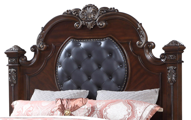 Destiny Traditional Style Queen Bed in Cherry finish Wood