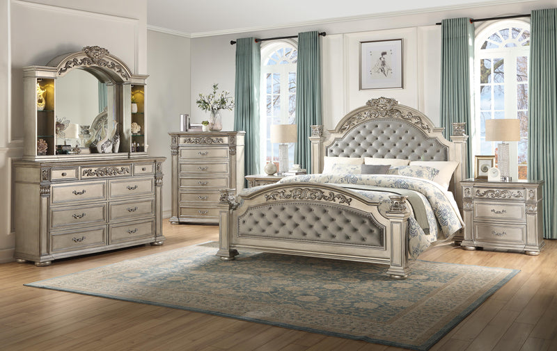 Platinum Traditional Style Queen Bed in Gold finish Wood - My Sweet Home Furniture (Queens, NY)