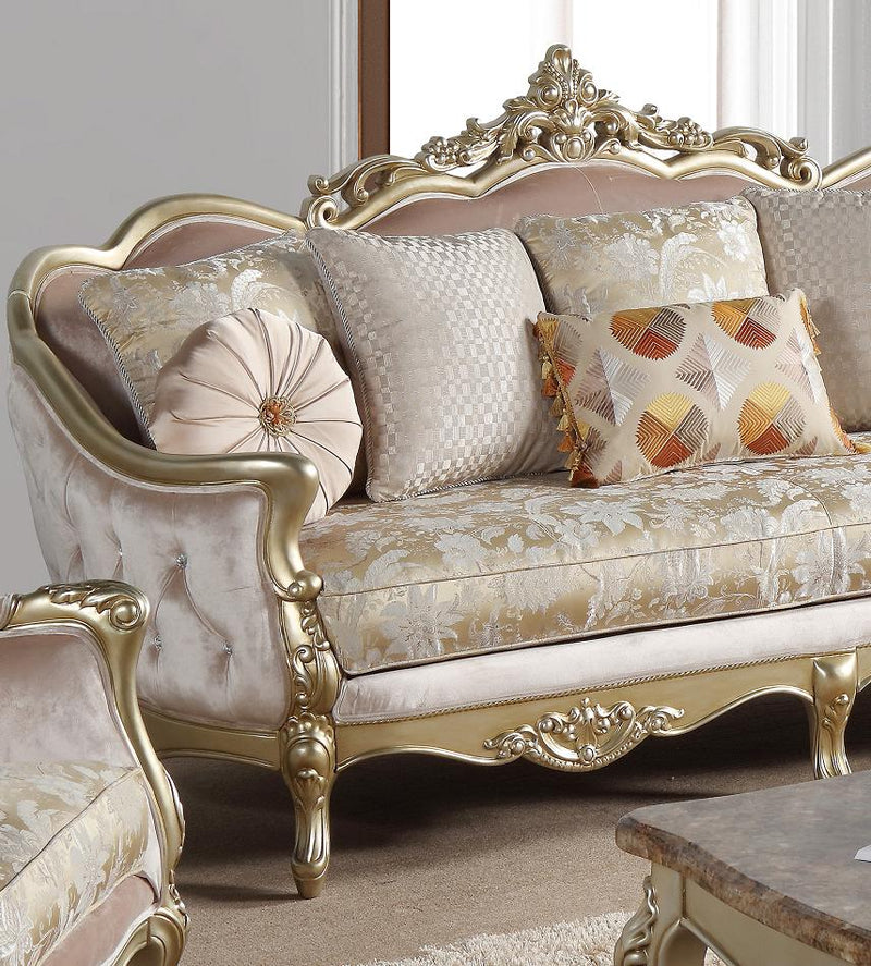 Diana Traditional Style Loveseat in Champagne finish Wood