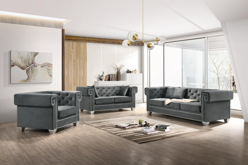 Clover Modern Style Gray Sofa with Steel Legs - My Sweet Home Furniture (Queens, NY)