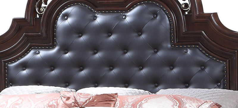 Rosanna Traditional Style Queen Bed in Cherry finish Wood - My Sweet Home Furniture (Queens, NY)