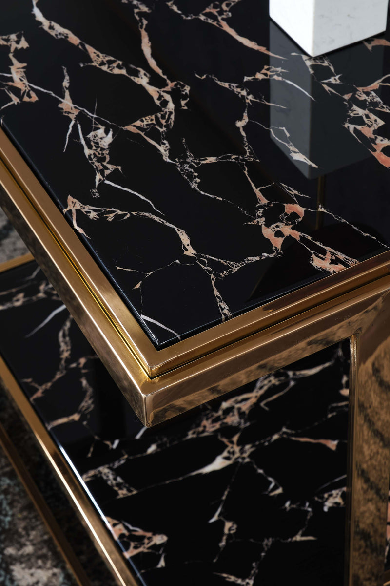 Tahira Modern Style Marble Coffee Table with Metal Base - My Sweet Home Furniture (Queens, NY)