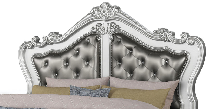 Adriana Transitional Style Queen Bed in Silver finish Wood - My Sweet Home Furniture (Queens, NY)