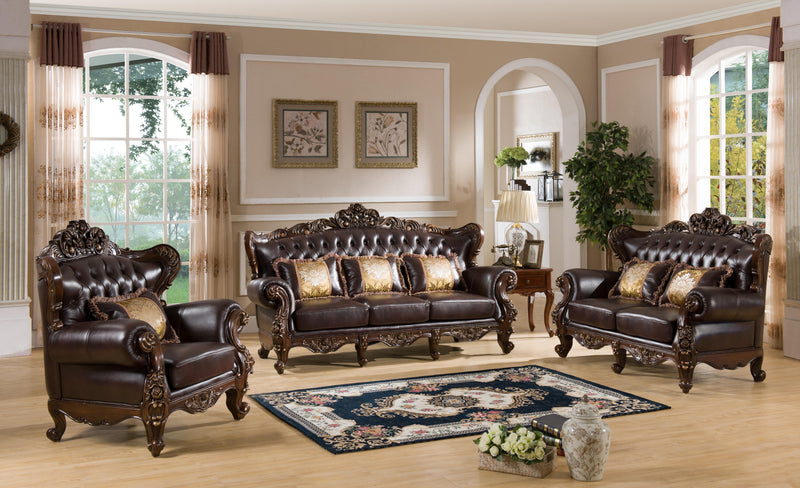 Vanessa Traditional Style Loveseat in Walnut finish Wood - My Sweet Home Furniture (Queens, NY)
