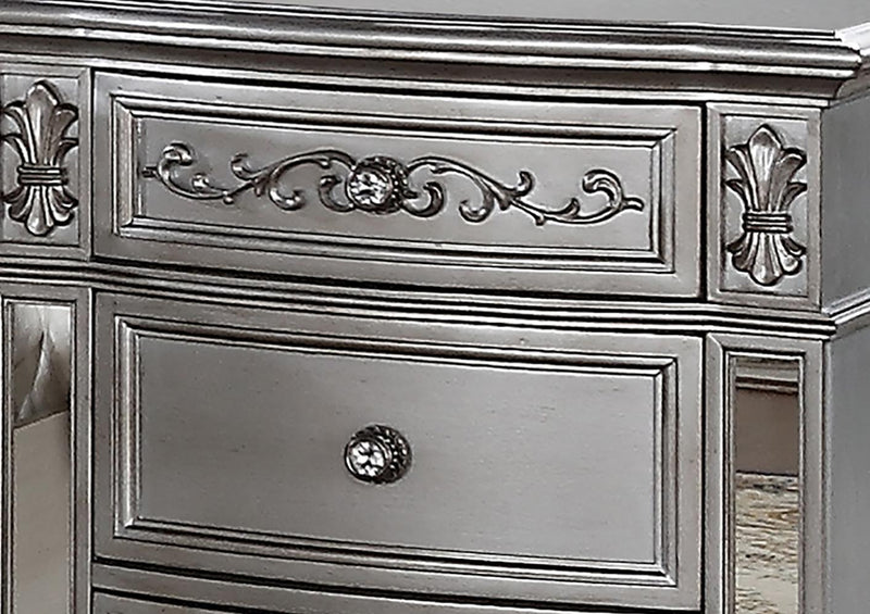 Pamela Transitional Style Nightstand in Silver finish Wood