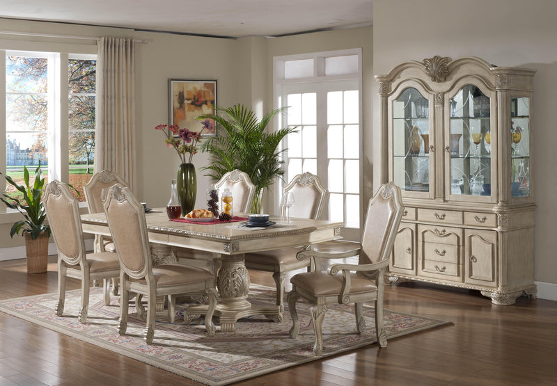 Veronica Antique White Traditional Style Dining Side Chair in Champagne finish Wood - My Sweet Home Furniture (Queens, NY)