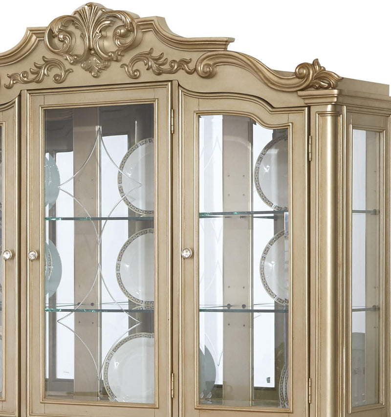 Miranda Transitional Style Dining Hutch in Gold finish Wood