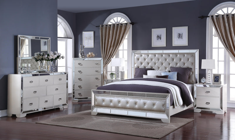 Gloria Contemporary Style Queen Bed in White finish Wood - My Sweet Home Furniture (Queens, NY)