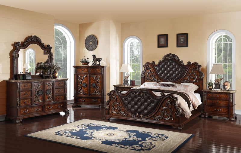 Santa Monica Traditional Style Queen Bed in Cherry finish Wood - My Sweet Home Furniture (Queens, NY)