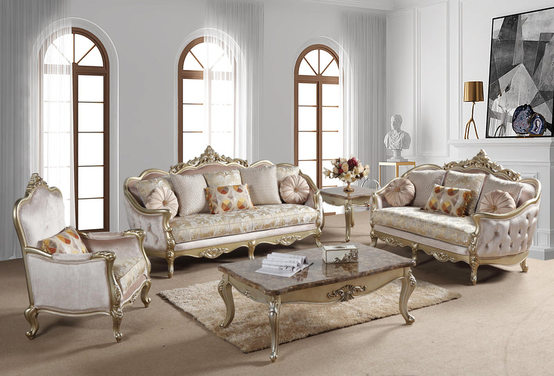 Diana Traditional Style Sofa in Champagne finish Wood - My Sweet Home Furniture (Queens, NY)