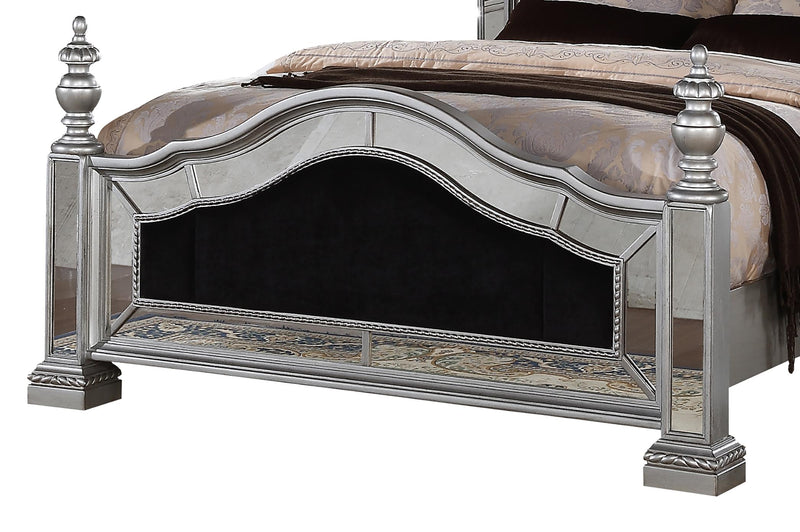 Pamela Transitional Style Queen Bed in Silver finish Wood - My Sweet Home Furniture (Queens, NY)