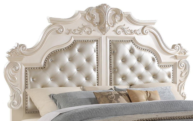 Victoria Traditional Style Queen Bed in Off-White finish Wood - My Sweet Home Furniture (Queens, NY)