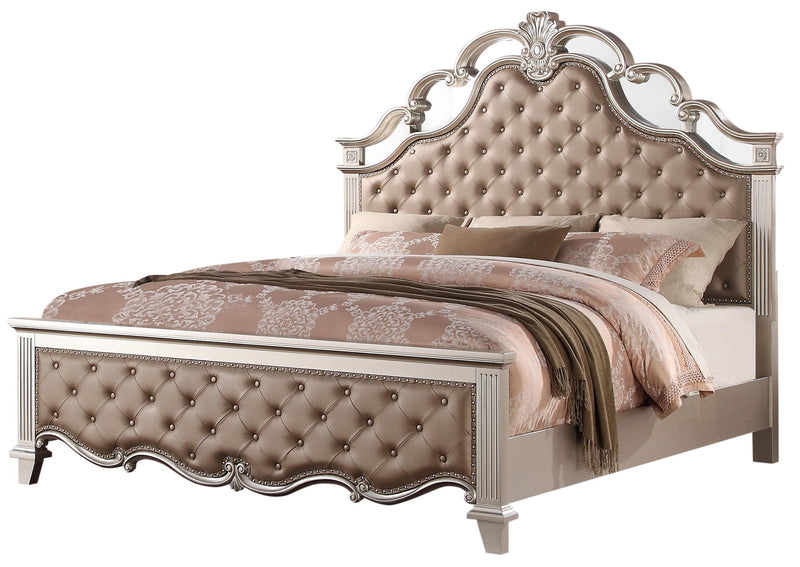 Sonia Contemporary Style Queen Bed in Beige finish Wood - My Sweet Home Furniture (Queens, NY)