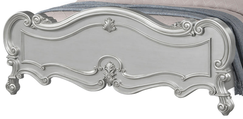 Adriana Transitional Style Queen Bed in Silver finish Wood