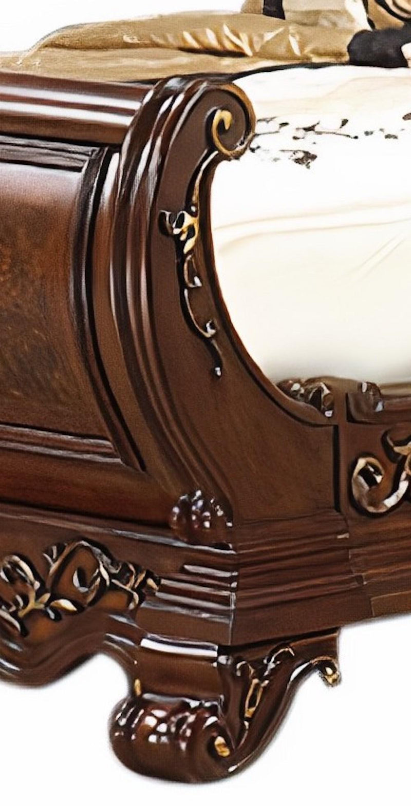 Cleopatra Traditional Style Queen Bed in Cherry finish Wood - My Sweet Home Furniture (Queens, NY)