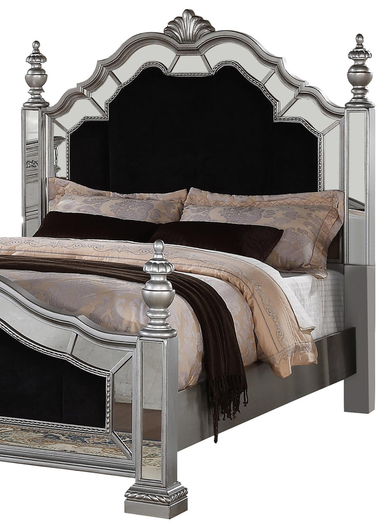 Pamela Transitional Style Queen Bed in Silver finish Wood - My Sweet Home Furniture (Queens, NY)