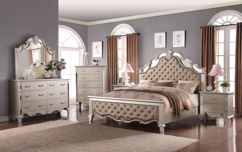 Sonia Contemporary Style King Bed in Beige finish Wood - My Sweet Home Furniture (Queens, NY)