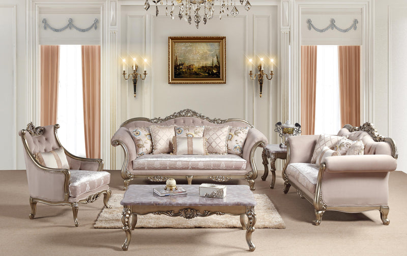 Ariana Traditional Style Coffee Table in Champagne finish Wood - My Sweet Home Furniture (Queens, NY)