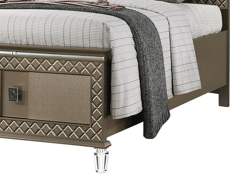 Coral Contemporary Style Queen Bed in Bronze finish Wood - My Sweet Home Furniture (Queens, NY)