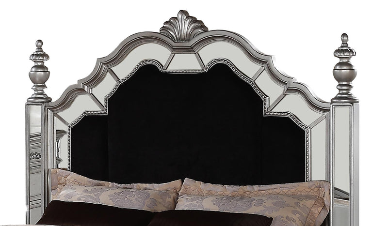 Pamela Transitional Style Queen Bed in Silver finish Wood - My Sweet Home Furniture (Queens, NY)