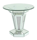 Diva Modern Style Glass End Table with Silver fiinish