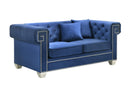 Clover Modern Style Blue Loveseat with Steel Legs