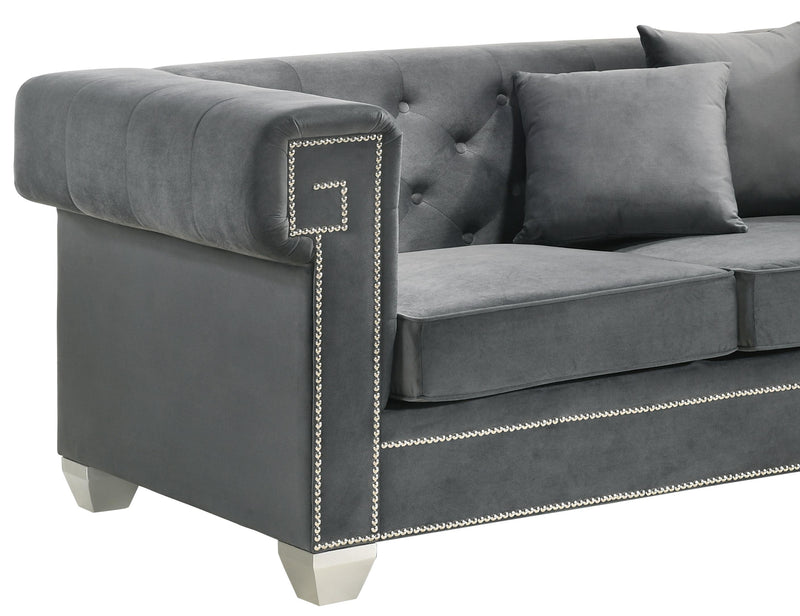 Clover Modern Style Gray Loveseat with Steel Legs